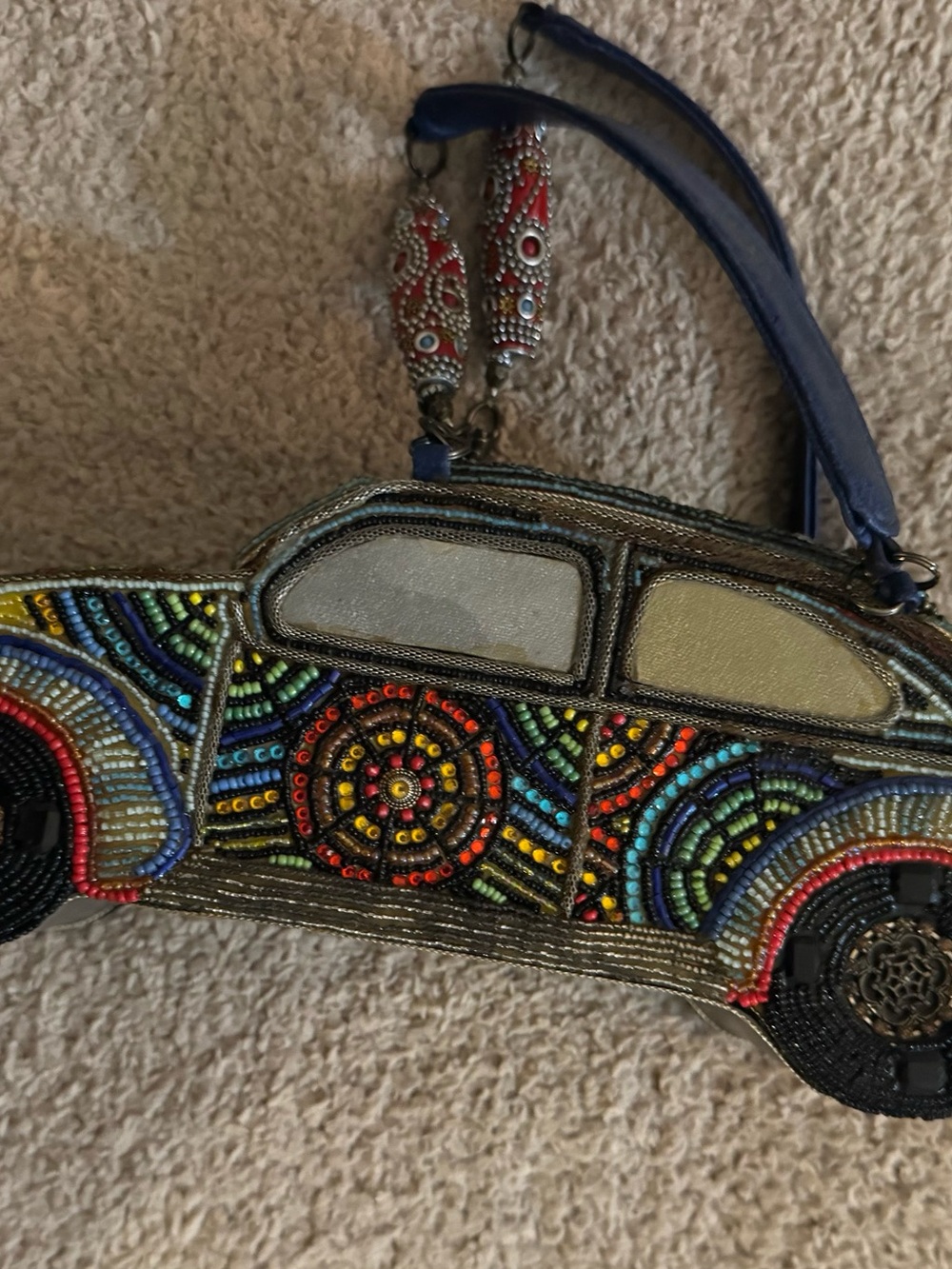 Mary Frances Car-Shaped Clutch with Navy Strap